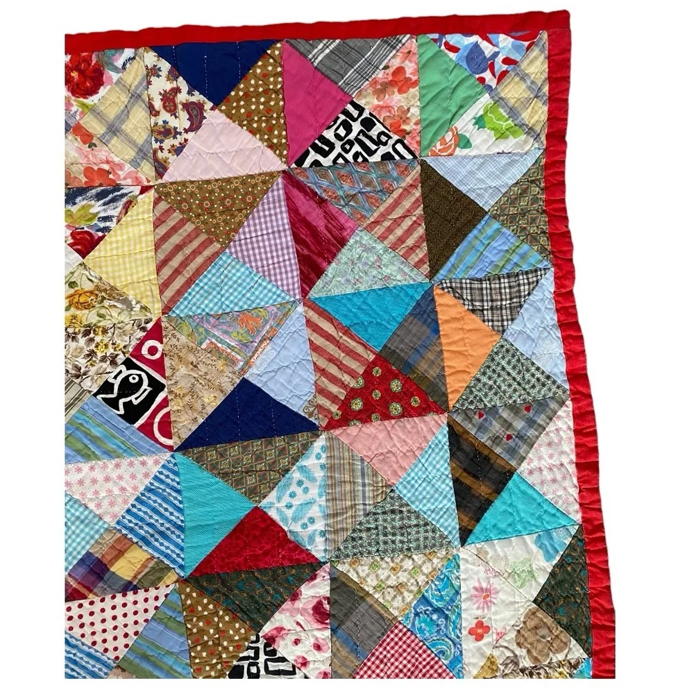 VTG HANDMADE PATCHWORK QUILT - Picture 7 of 14
